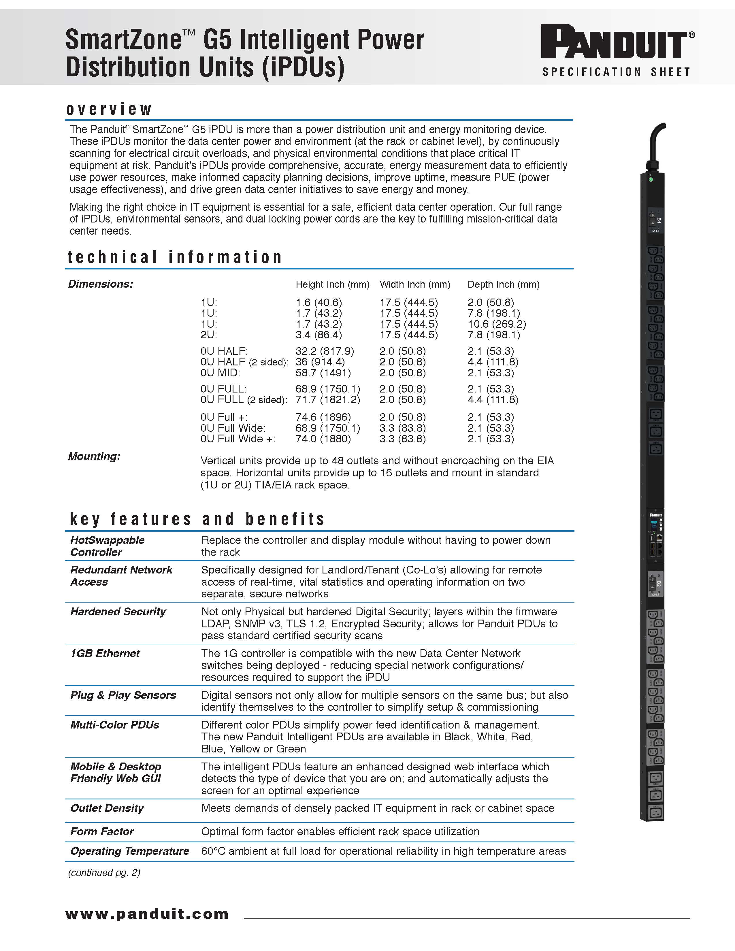 SmartZone™ PDU Spec Sheet